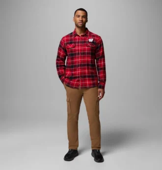 Heren Collegiate Flare Gun™ flanellen shirt met lange mouwen – Wisconsin